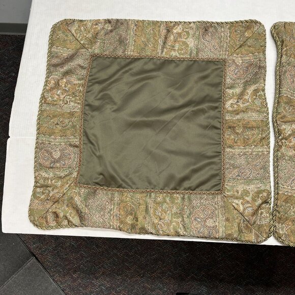 Croscill Home‎ Euro Pillow Shams Green Gold Paisley Pattern Set Of 2 Classic - Picture 4 of 12